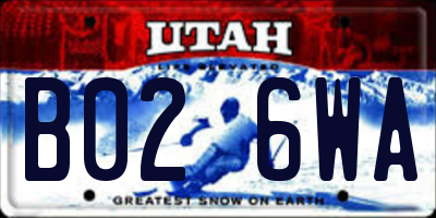 UT license plate B026WA