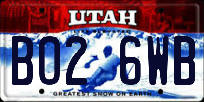 UT license plate B026WB
