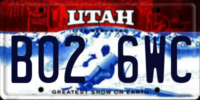 UT license plate B026WC