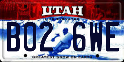 UT license plate B026WE