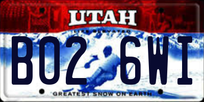 UT license plate B026WI