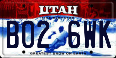 UT license plate B026WK