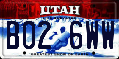 UT license plate B026WW