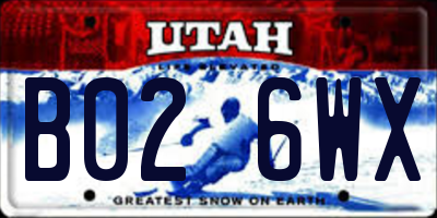 UT license plate B026WX