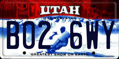 UT license plate B026WY