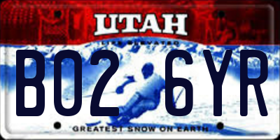 UT license plate B026YR