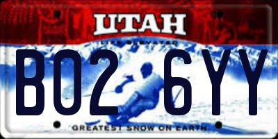 UT license plate B026YY