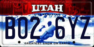 UT license plate B026YZ