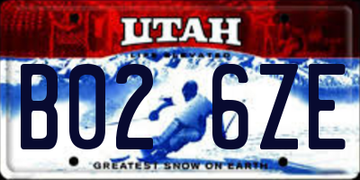 UT license plate B026ZE