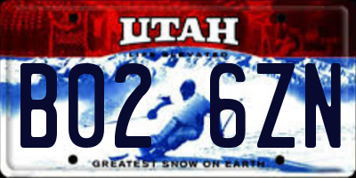 UT license plate B026ZN