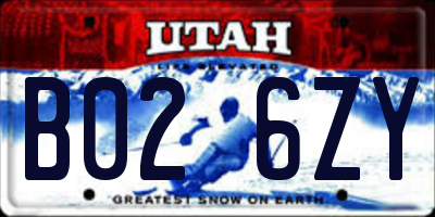 UT license plate B026ZY