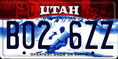 UT license plate B026ZZ
