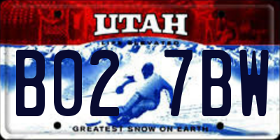 UT license plate B027BW
