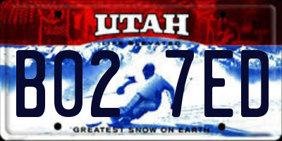 UT license plate B027ED
