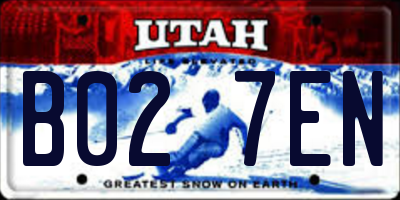 UT license plate B027EN