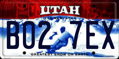 UT license plate B027EX