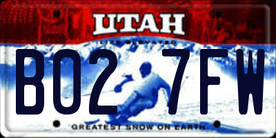 UT license plate B027FW