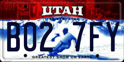 UT license plate B027FY