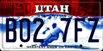 UT license plate B027FZ