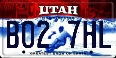 UT license plate B027HL