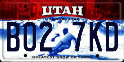 UT license plate B027KD
