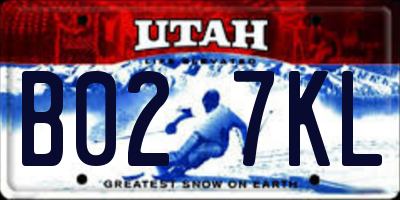 UT license plate B027KL