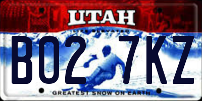 UT license plate B027KZ