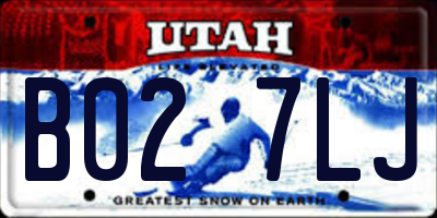 UT license plate B027LJ