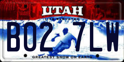 UT license plate B027LW