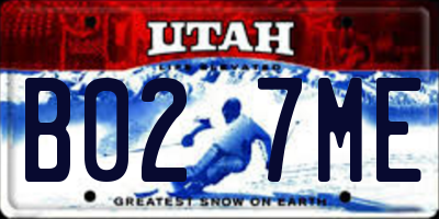 UT license plate B027ME