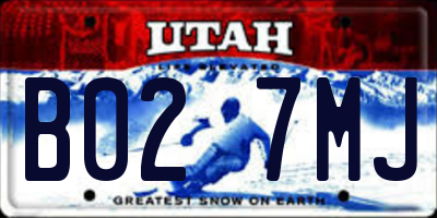 UT license plate B027MJ