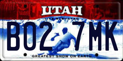 UT license plate B027MK