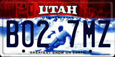 UT license plate B027MZ