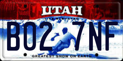 UT license plate B027NF