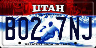 UT license plate B027NJ