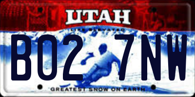 UT license plate B027NW