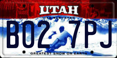 UT license plate B027PJ