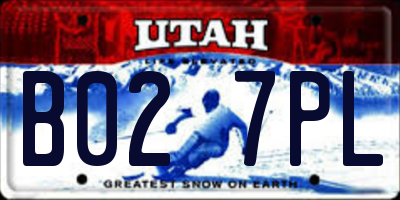 UT license plate B027PL