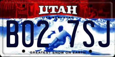 UT license plate B027SJ