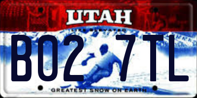 UT license plate B027TL