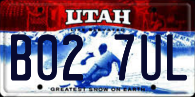 UT license plate B027UL