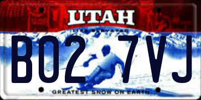 UT license plate B027VJ