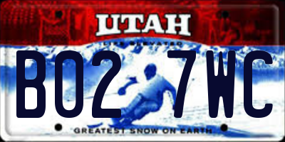 UT license plate B027WC