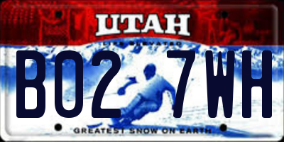 UT license plate B027WH