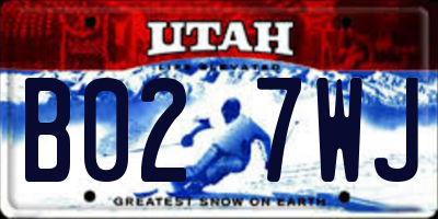 UT license plate B027WJ