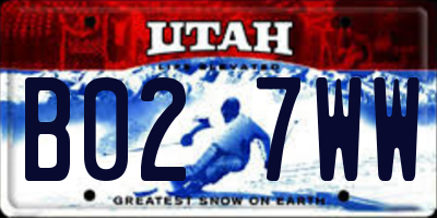 UT license plate B027WW