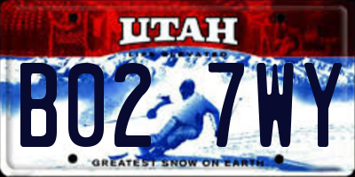 UT license plate B027WY