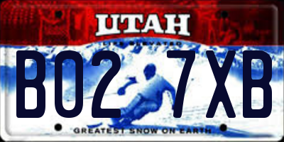 UT license plate B027XB