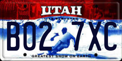 UT license plate B027XC