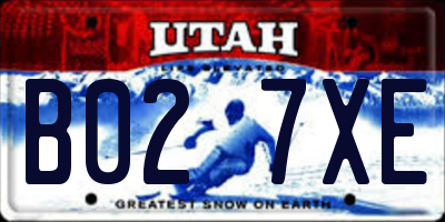 UT license plate B027XE